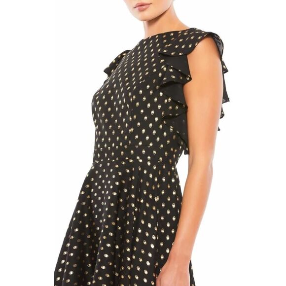 NWT Ieena for Mac Duggal Ruffle Sleeves Polka Dot Dress - size 6 - Picture 3 of 8